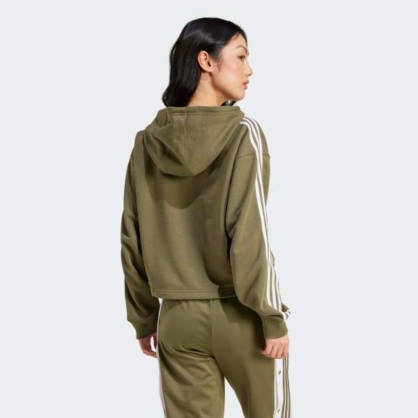 zelená Adicolor 3-Stripes Short Hoodie