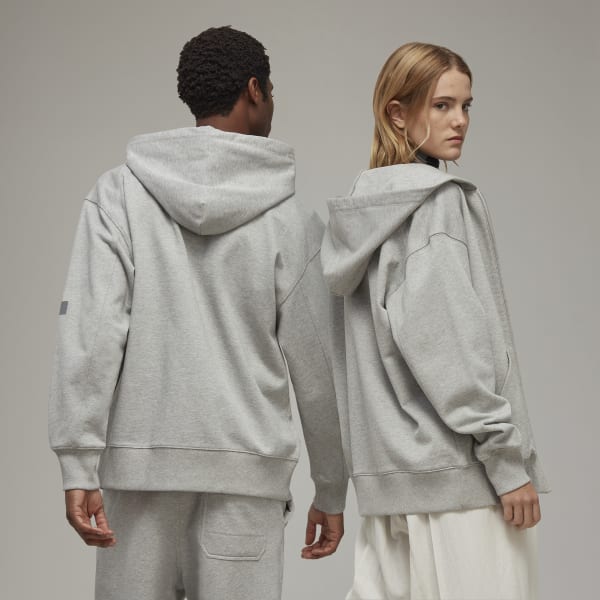 Grey Y-3 Organic Cotton Terry Zip Hoodie