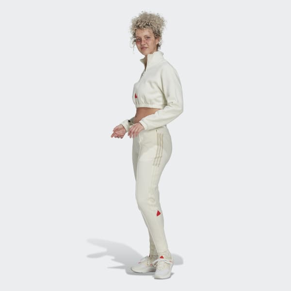 Branco Sweatshirt Curta com Meio Fecho L4672