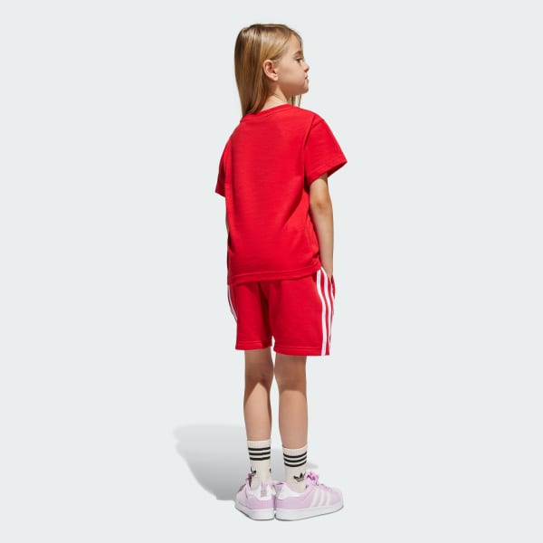 Rojo Conjunto Adicolor Shorts y Polera Niños
