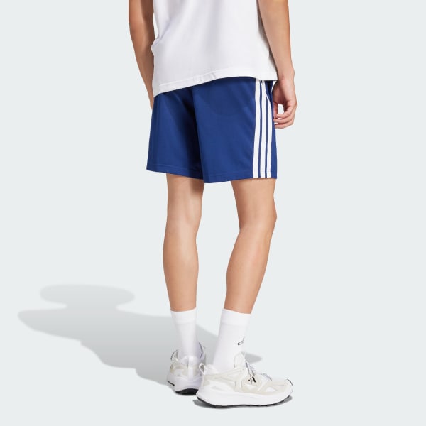 Blue Essentials 3-Stripes Single Jersey Shorts 7-Inch