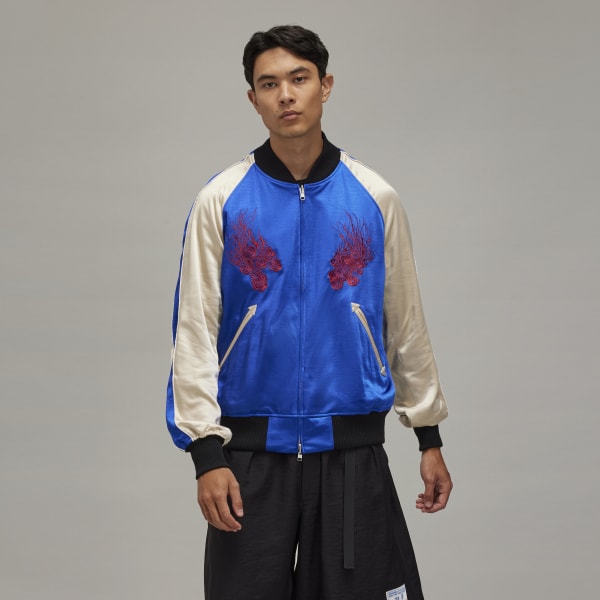 adidas アディダス スカジャン スーベニアジャケット 日本代表 JFA L アディダス Y-3 JFA スーベニアジャケット - ブルー