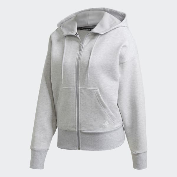 Gris Buzo con Capucha 3 Rayas Doubleknit Full-Zip Scuba