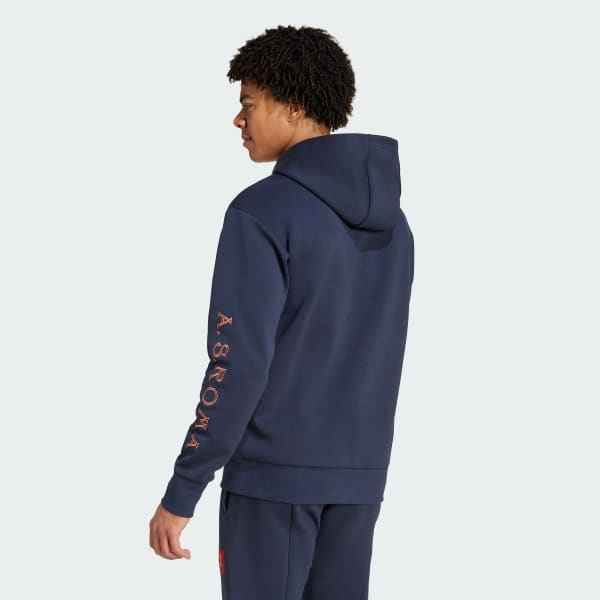 Azul Camisola com Capuz em Malha Dupla Seasonal da AS Roma