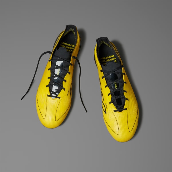 สีเหลือง รองเท้าฟุตบอลสำหรับพื้นสนามหญ้า F50 Elite 2010