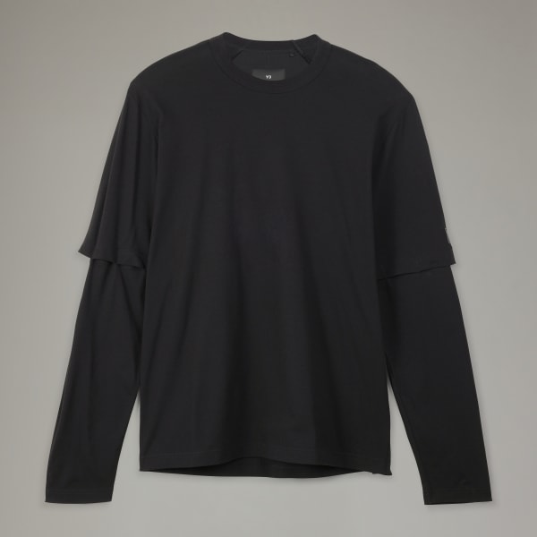 Negro Playera Y-3 Crepe Jersey Manga Larga