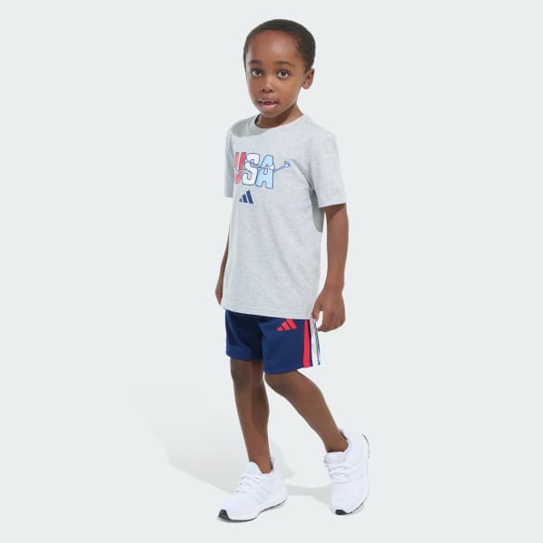 adidas Two-Piece Short Sleeve Graphic Cotton Heather Tee and