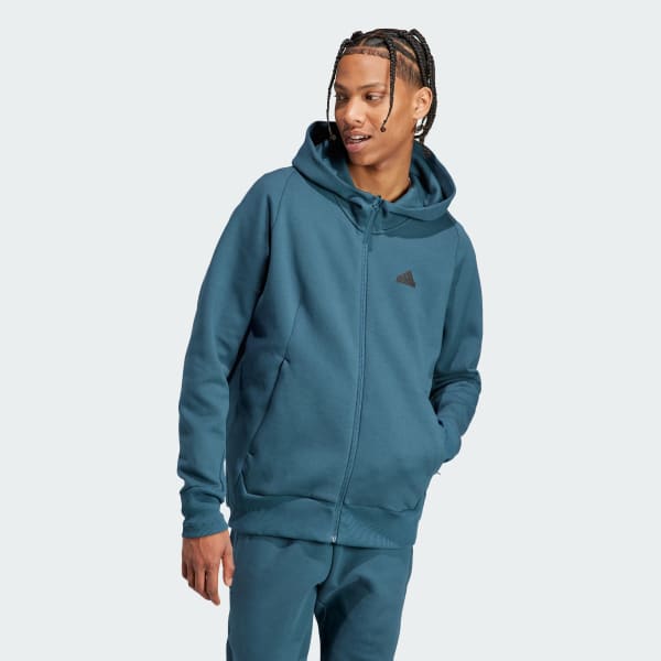 adidas Z.N.E. Full-Zip Hooded Track Jacket - Turquoise | Men's Lifestyle | adidas