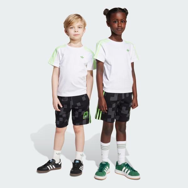 Λευκό Κοντομάνικη μπλούζα παιδικού σετ adidas Originals X Minecraft