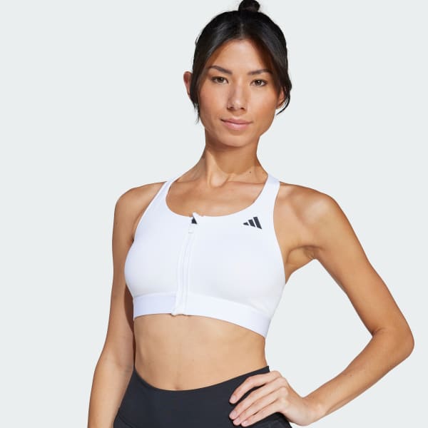 【Adidas コリア】 Powerreact Training Medium-Support Zip Bra adidas Women's Powerreact Training Medium Support Bra, Grey