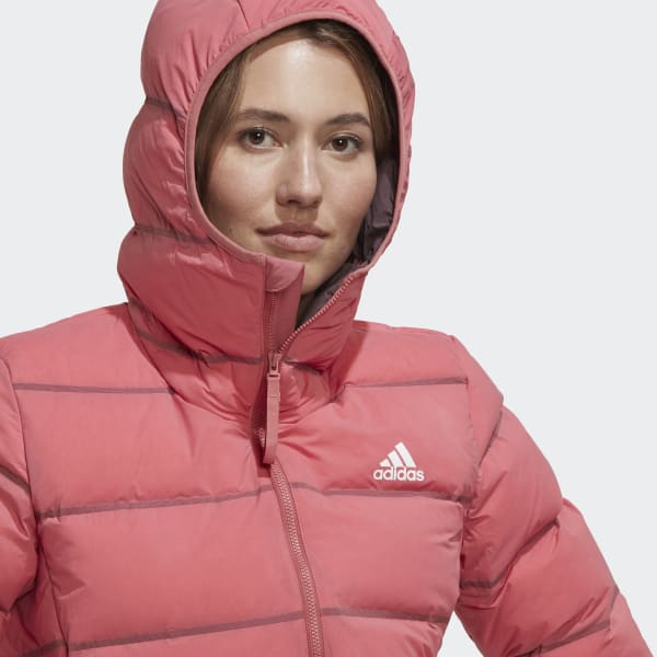 Red Helionic Stretch Hooded Down Jacket