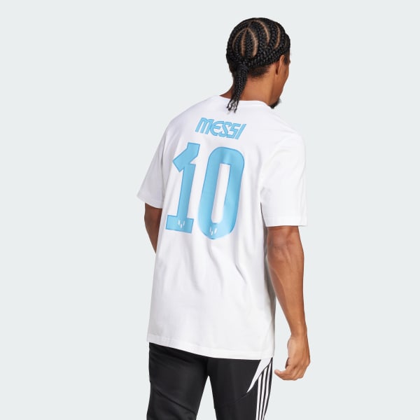 White Messi Name and Number Graphic Tee
