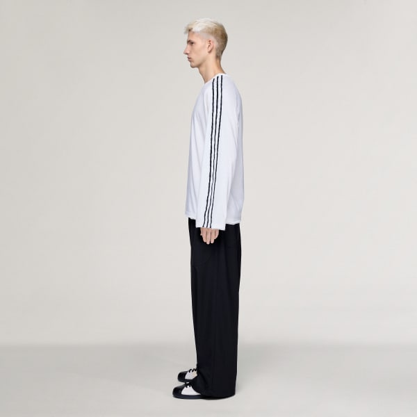 bílá TRIČKO Y-3 RAW EDGE 3 STRIPES LONG SLEEVE
