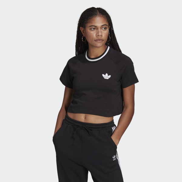 adidas Crop Top Rib Tee - Black | Women\'s Lifestyle | adidas US | Sport-T-Shirts