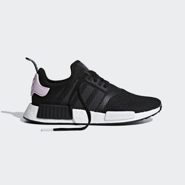 adidas originals nmd r1 trainers in black with red heel block