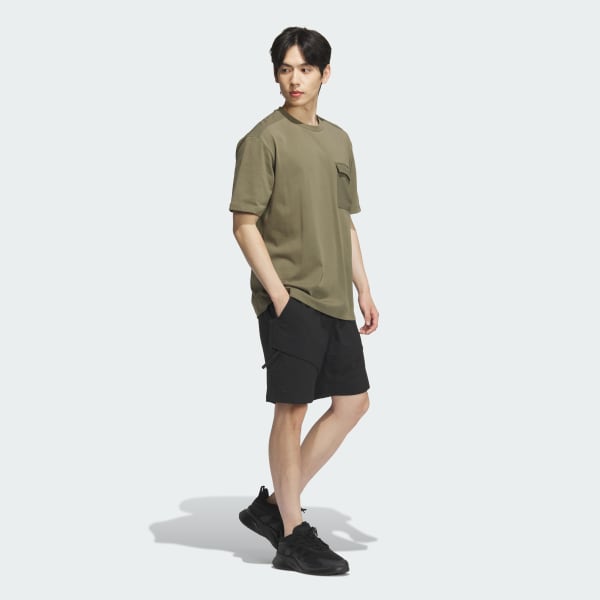 グリーン シティエスケープ ルーズフィット ファブリックミックス 半袖ポケットTシャツ