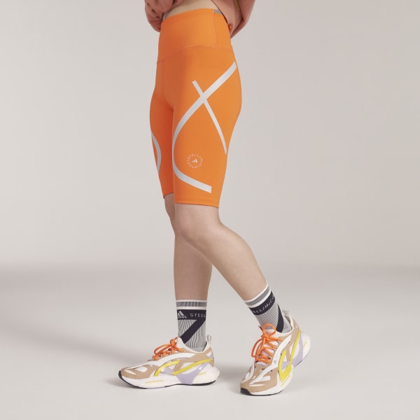 adidas Synthetik By Stella McCartney TruePace kurze Tight in Orange Damen Bekleidung Strumpfware Strumpfhosen und Feinstrümpfe 