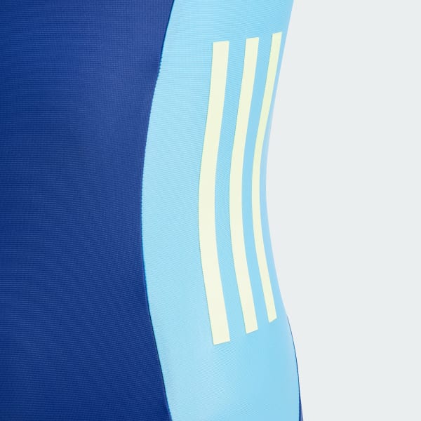 Blau Cut 3-Streifen Badeanzug