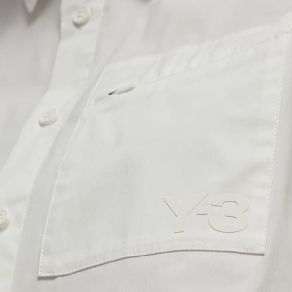 Weiss Y-3 Classic Chest Logo Button-Down Hemd
