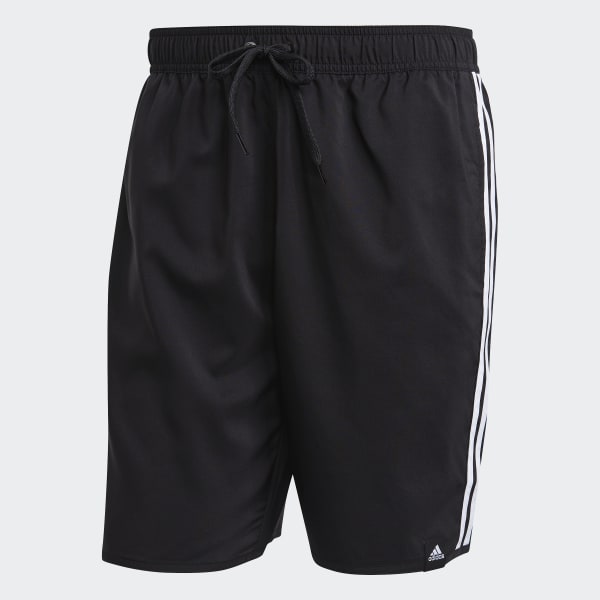 Czerń Classic-Length 3-Stripes Swim Shorts