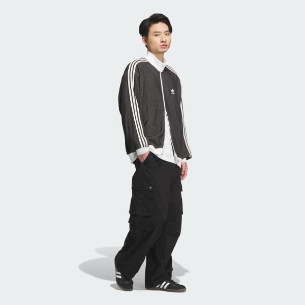 日本未発売S Adidas ストライプ ニット ジャケット KC2619 アディダス ニット トラックトップ（ジャージ） - ブラック