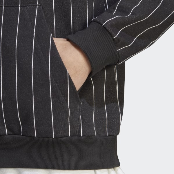 Sort Pinstripe Fleece hættetrøje