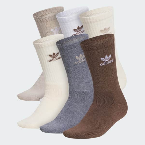 Adidas Originals Trefoil 6 Pack Kids Crew Socks Natural Large