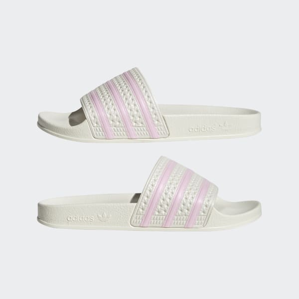 Pink and deals white adidas slides