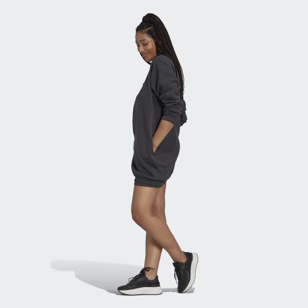 Szary Half-Zip Sweater Dress LA322