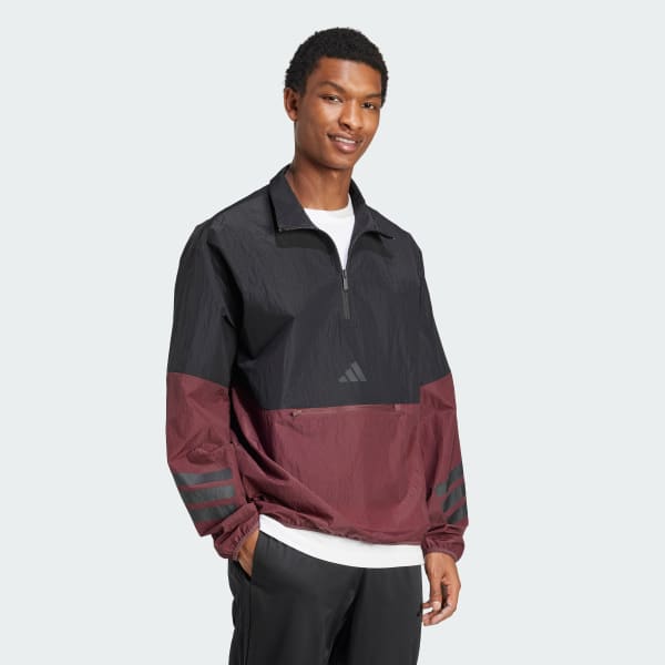 Weinrot Future Icons 3-Streifen Woven Half-Zip Sweatshirt