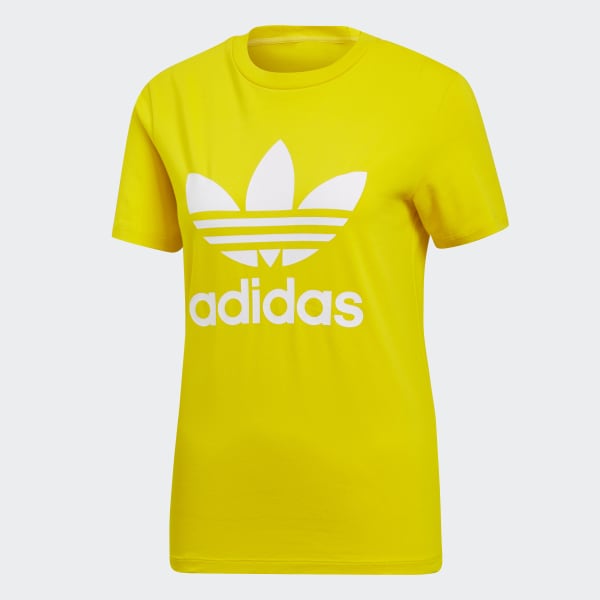 yellow adidas trefoil t shirt