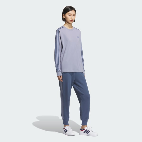 パープル エッセンシャルズ プラス スリーストライプス 長袖Tシャツ