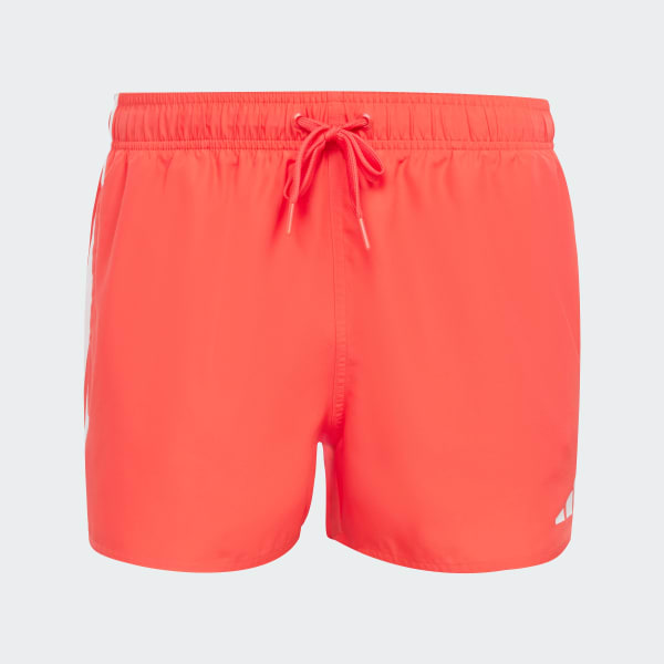 Adidas Originals Mens 3 Stripes Swimming Shorts Semi Lucid Red White Size M