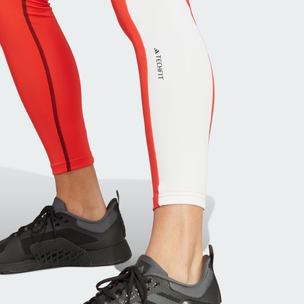 adidas Techfit Colorblock 7/8 Leggings - Red, Women's Training