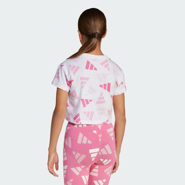Branco Camiseta Cropped Seasonal Essentials Logo Celebration Infantil