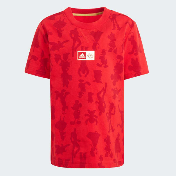 สีแดง ชุดเสื้อยืดและกางเกง adidas x Disney 100