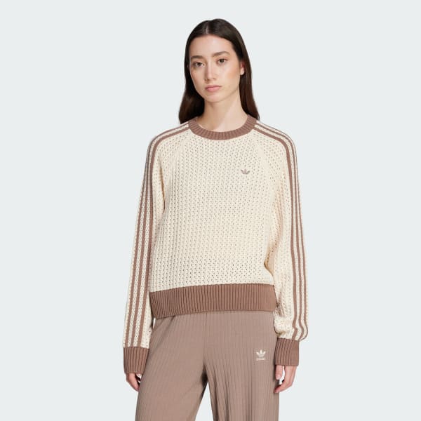 Beyaz Adicolor Knitted Crew Sweatshirt