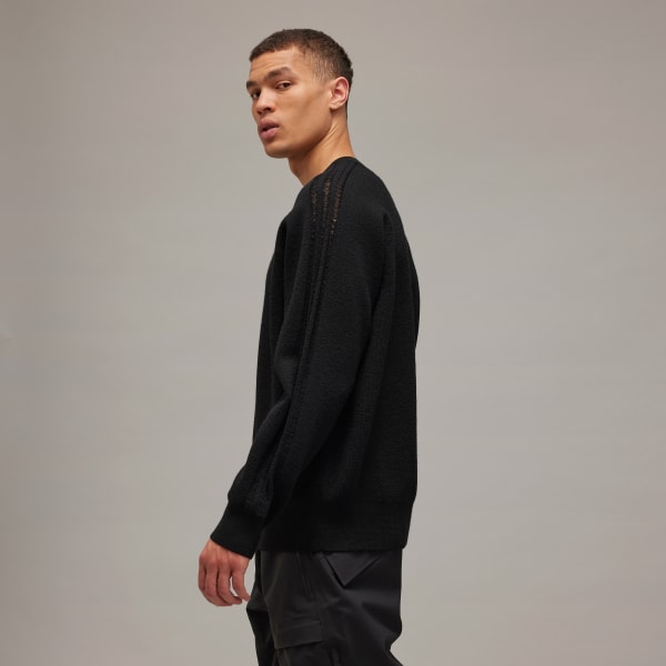 アディダス Y-3 LOGO KNIT CREW SWEATSHIRT - ブラック