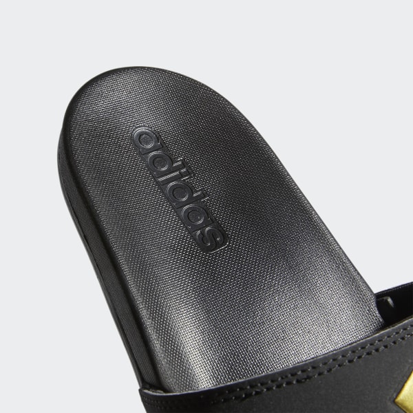 adidas slippers black and gold