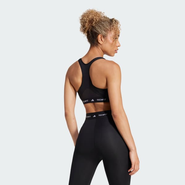 Black TECHFIT Medium-Support Graphic Bra