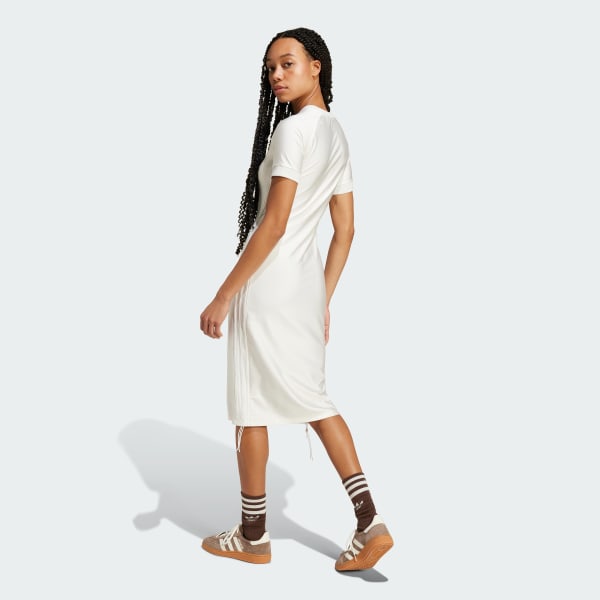 Robe t shirt effet ruche 3 bandes Cali Blanc adidas adidas France