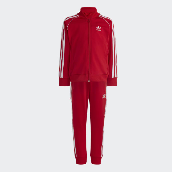 adidas Slim Zipped Track Suit - Red, Men's Training