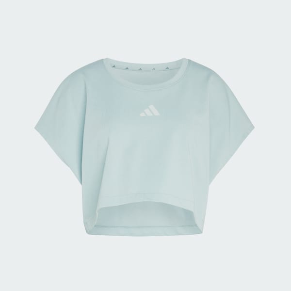 สีเขียว เสื้อกล้ามบ็อกซีทรงครอป Power Workout 3-Stripes