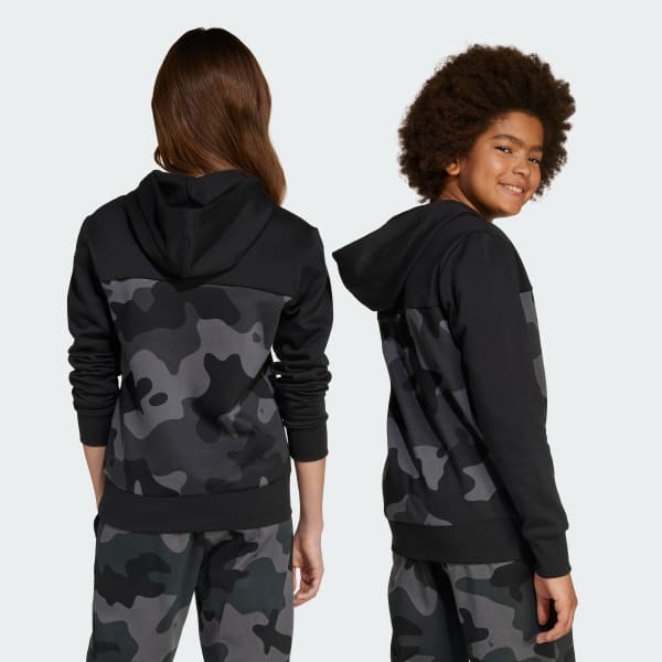 Sort Seasonal Essentials Camo Fleece hættetrøje til børn