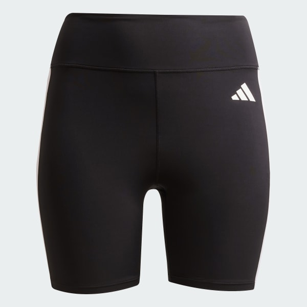 Black Optime Essentials 3-Stripes Short Leggings (Plus Size)