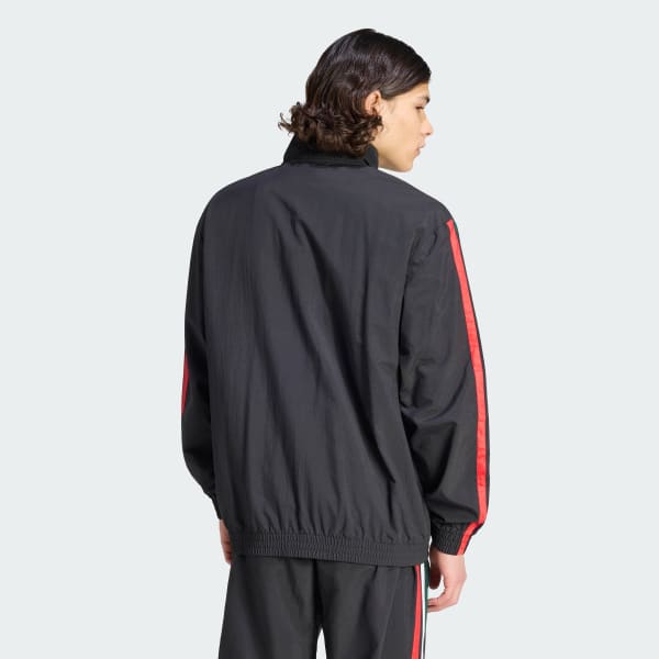 Negro Chamarra Deportiva Essentials 3 Franjas Tejida