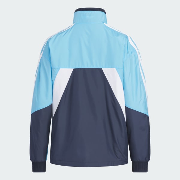 ブルー マストハブ ルーズフィット カラーブロック 起毛トリコットウーブン トラックトップ キッズ