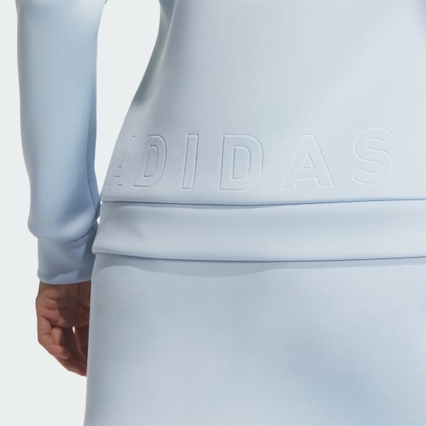 【美品】adidas　アディダス　ダンボールニット フード付きセット ブルー アディダス エンボスプリント ダンボールニット 長袖フーディー