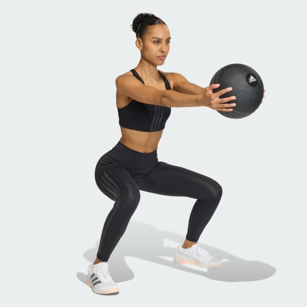 Đen Áo Bra Nâng Đỡ Vừa 3 Sọc Optime Workout