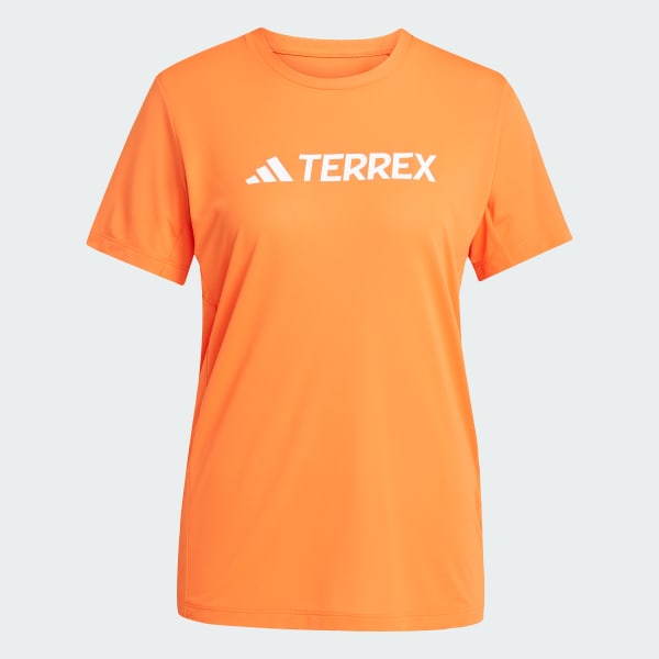Orange TERREX 멀티 클라이마쿨 로고 테크 티